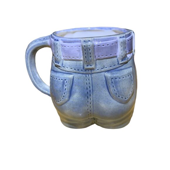 VTG 1977 Planter Byron Molds Handcrafted blue jeans Pant Ceramic 16oz Cup - Picture 2 of 7